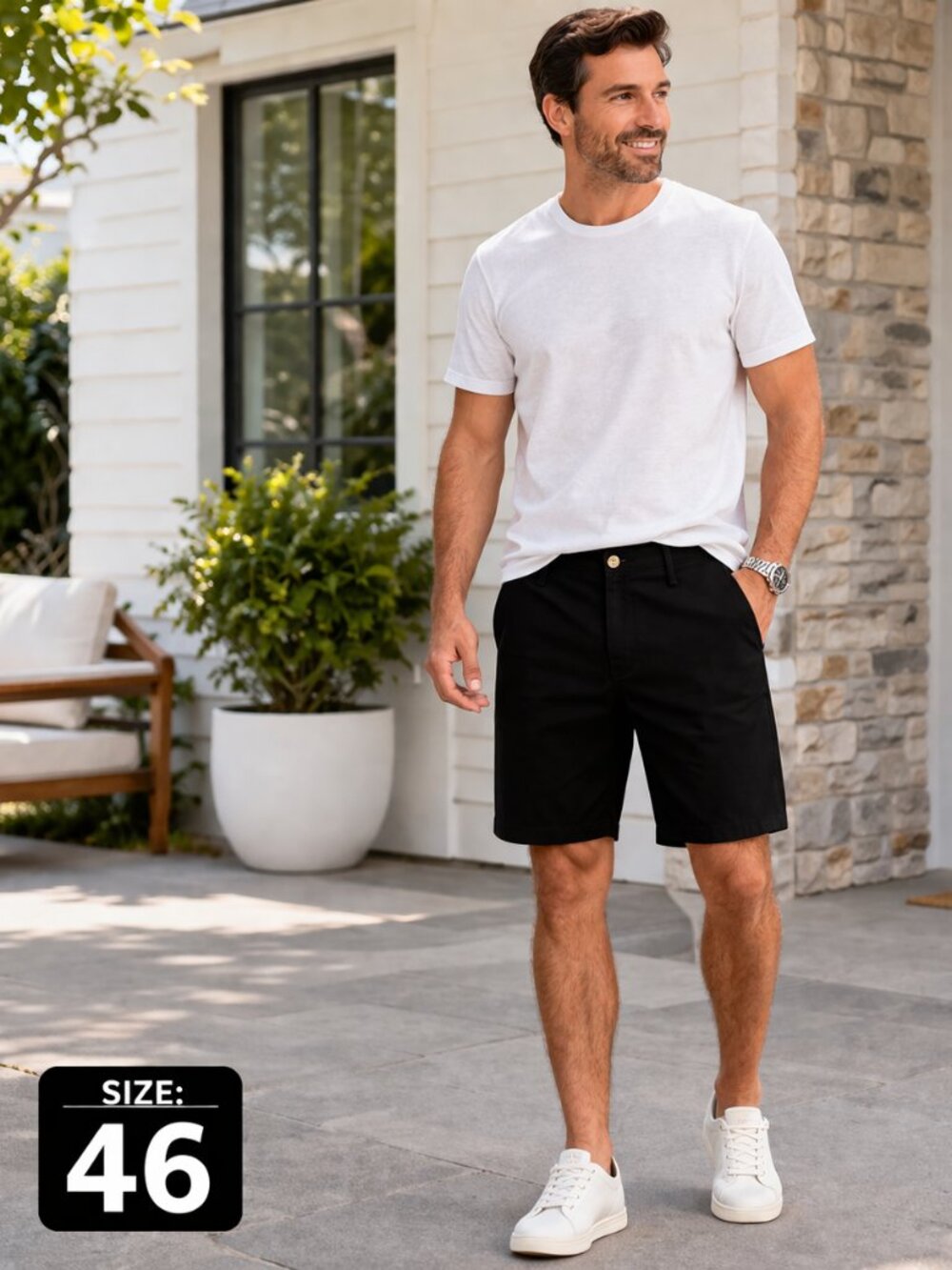 Men's Shorts Sz 46 George Zip‎ Stretch Twill Flat Front Black Soot 9" Inseam NWT